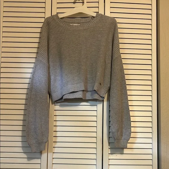 Hollister Gray Crew Neck Sweater Cozy Knit - Picture 1 of 4